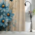 thumbnail image 2 of Blue Daisy Fabric Shower Curtain Vintage Linen Texture Washable Shower Curtains for Bathroom, Waterproof Bath Curtain with Hooks Home Decor 72x72in, 2 of 8