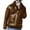 Khaki Tops for Men, variant on Men's Winter Warm Faux Fur Collar Faux Leather Biker Motorcycle Jacket Coat Outwear with Zipper Pockets Wine XXL