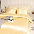 thumbnail image 2 of REGALWOVEN 3Pcs Queen Size Duvet Cover Set Silk Satin Bedding Set with 2 Pillowcases, Gold, 2 of 6