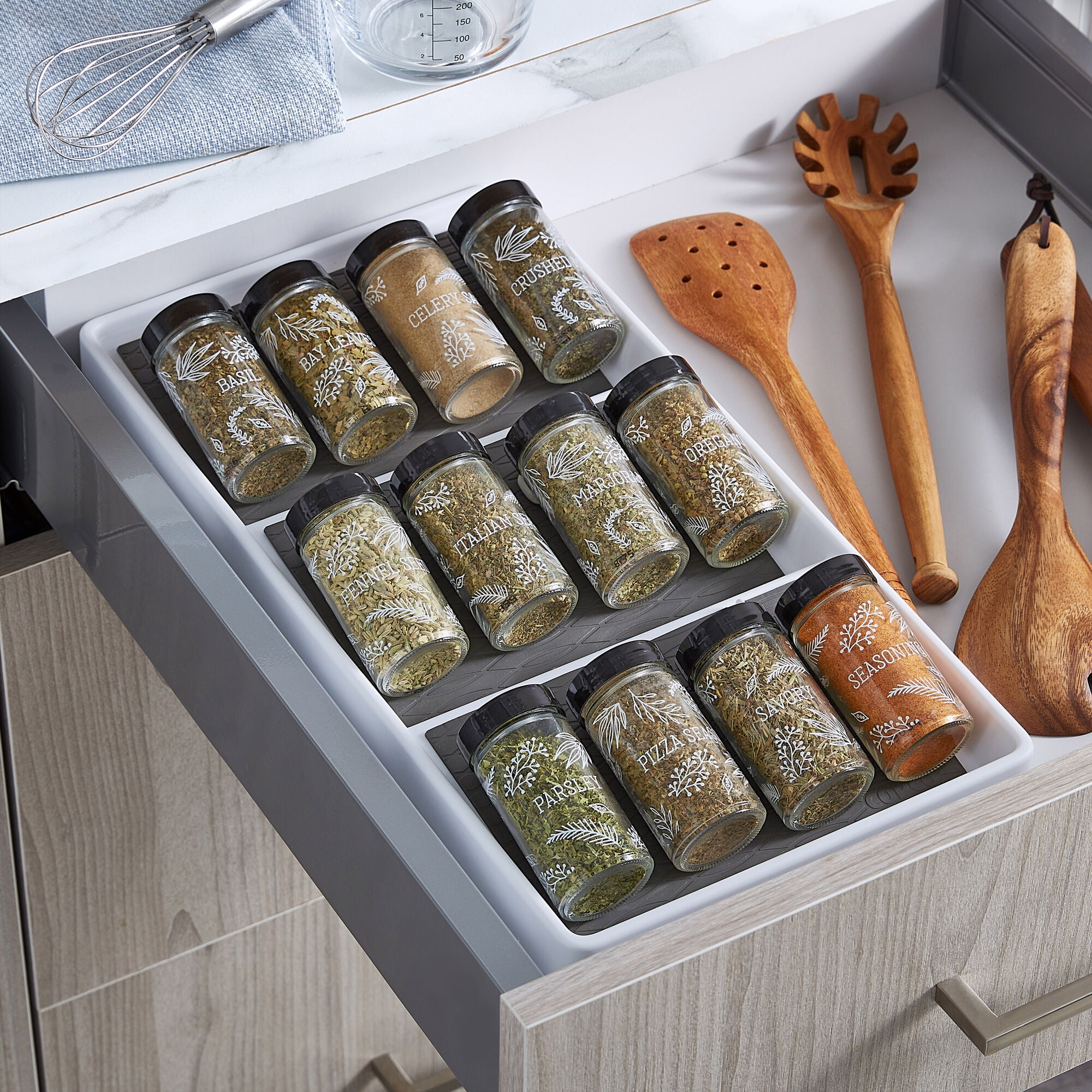Copco 12 Jar In-Drawer Spice Rack, White