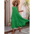 thumbnail image 5 of Women Solid Color Casual Midi Dress Green XL, 5 of 7