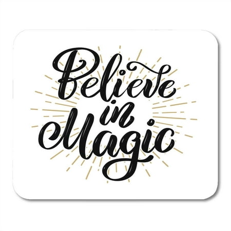 LADDKE Calligraphy Brush Believe in Magic Motivation Lettering Quote Design for Calligraphic Cute Mousepad Mouse Pad Mouse Mat 9x10