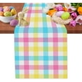 thumbnail image 1 of Blue Pink Yellow Buffalo Check Plaid Spring Summer Easter Table Runner 90 Inches Long, Holiday Farmhouse Decorations for Dining Room, Home Parties, 1 of 6