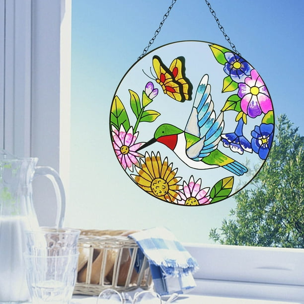 Fiudx Colgante de Colibrí Colorido, Decoración Colgante de Acrílico, Adorno Vibrante para Jardín y Ventana, para Uso En Interiores y Exteriores, Perfecto para Primavera y Verano, Tamaño de 6.3 X 6.3