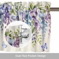 thumbnail image 6 of Purple Flower Valance Curtain for Windows Watercolor Purple Wisteria Floral Butterfly Vintage Linen Texture Rod Pocket Curtain Valances Short Window Treatments for Kitchen Bathroom 60 x 18 Inch, 6 of 9