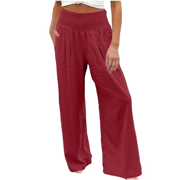 BUIGTTKLOP Women Palazzo Pants Summer Boho Wide Leg High Waist Casual Lounge Pant 2026 Beach Travel Vacation Outfits
