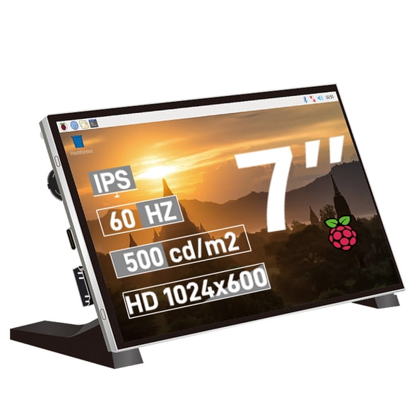 52Pi 7 inch 1024x600 IPS LCD Screen with Stand for Raspberry Pi 5/Pi 4B/3B+/3B/B+/Zero,Win11/10/8/7