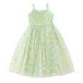 thumbnail image 1 of Robe Fille Enfants Tulle Printemps Mode Imprimé Marguerite Robe de Princesse Plage Robes pour Filles Vert Clair 2-3 Ans, 1 of 4