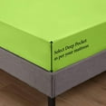 thumbnail image 4 of 4-Piece Queen Sleeper Sofa Sheet Set, 100% Egyptian Cotton, 800 Thread Count, Fits 5" Deep Pull-Out Couch Mattress (60" x 74") - Parrot Green Solid, 4 of 5