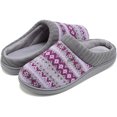 thumbnail image 1 of Ficarrico Zapatillas de casa de espuma viscoelástica para mujer con patrón bordado de punto, 1 of 5