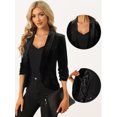 thumbnail image 2 of Cárdigan de Terciopelo para Mujer Cárdigan de Frente Abierto con Solapa Chaqueta Corta Negro L, 2 of 6