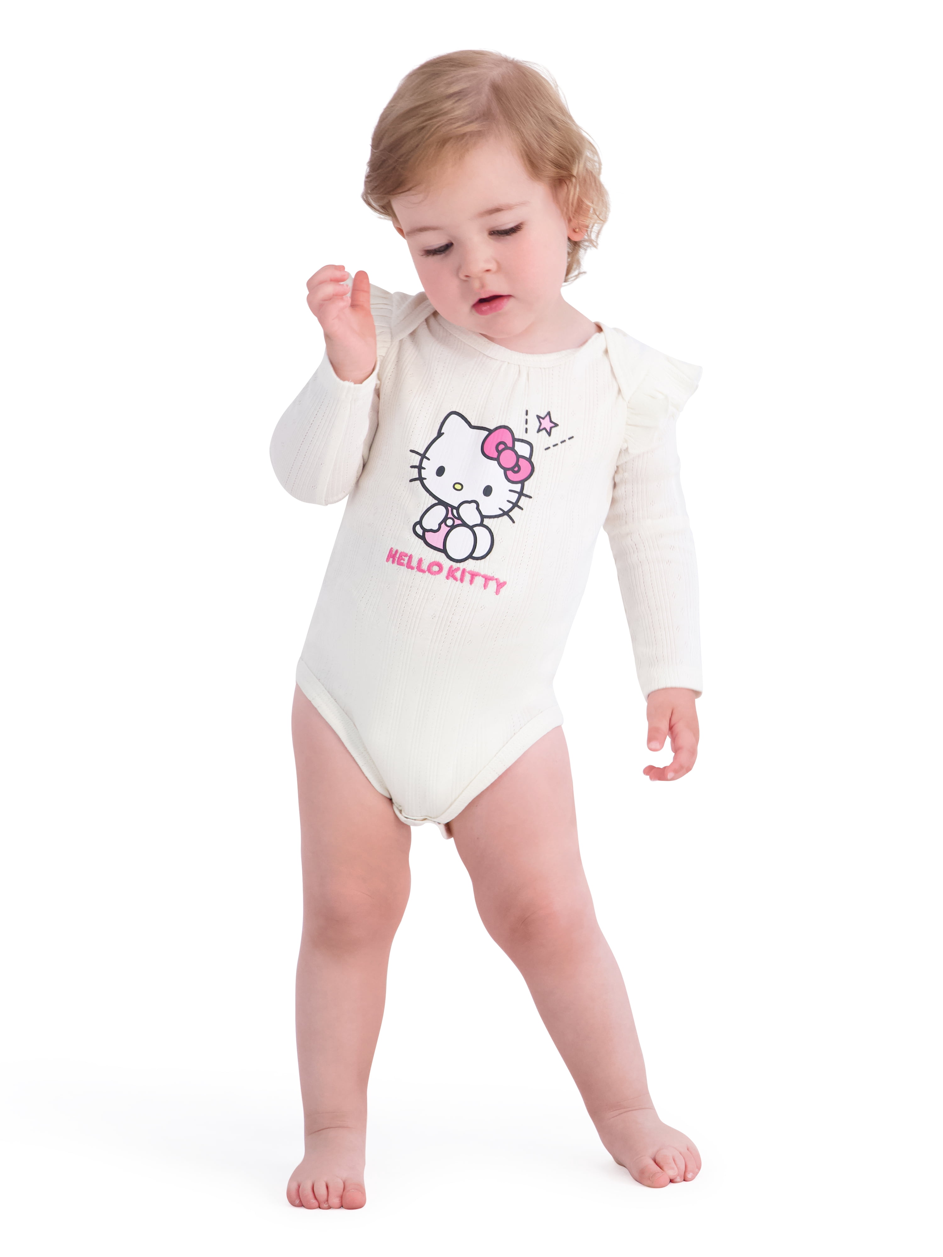 Hello Kitty Baby Girls 3 Pack Long Sleeve Bodysuit, Size 0-24 Months