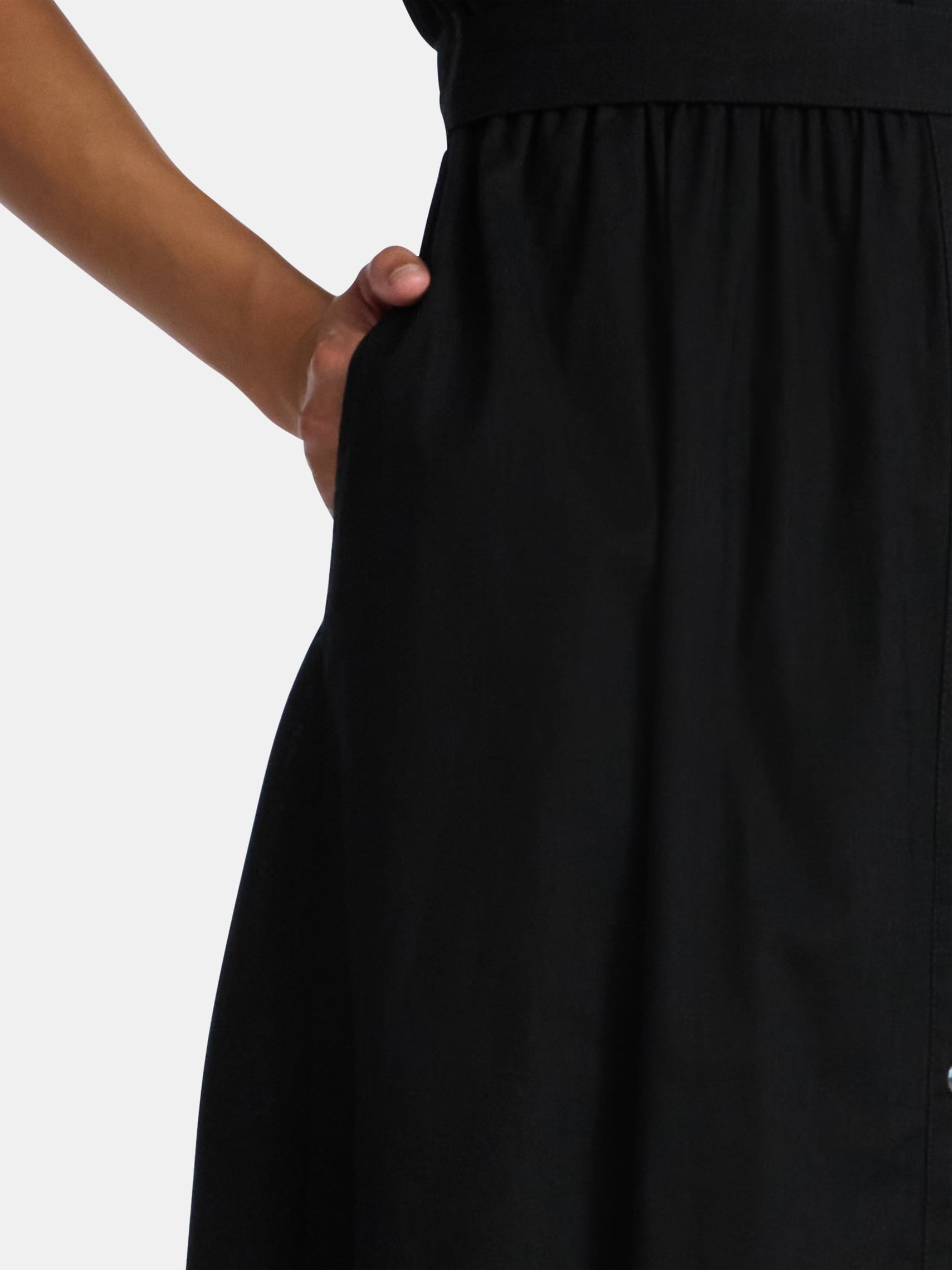 Time and Tru Women's Tie Front Button Down Shirt Dress, Sizes XS-XXXL