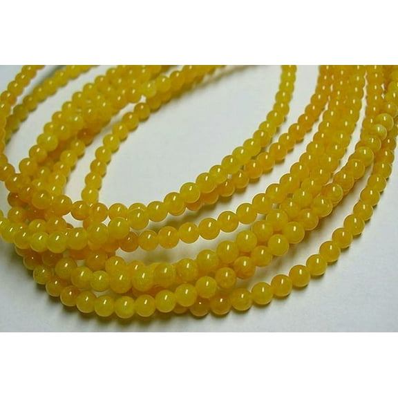 K-KED Natural 4mm Yellow Kunzite Gemstone Round Smooth Loose Beads 15" Strand AAA