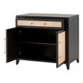 thumbnail image 2 of Pemberly Row Rattan Inlay Compact Wood Media Chest in Black/Natural, 2 of 9