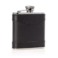 thumbnail image 2 of Bey-Berk International FS215 5 oz Stainless Steel Leather Woven Flask with Captive Cap & Durable Rubber Seal - Black & Silver, 2 of 3