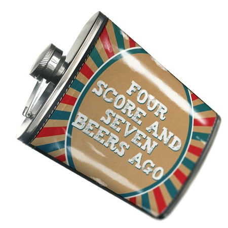 

NEONBLOND Flask Four Score and Seven Beers Ago Fourth of July Vintage Poster Design