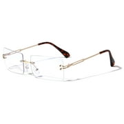 Men Metal Rimless Anti Blue Clear Lens BIFOCAL Reading Glasses - Computer UV Protection Reader +2.50