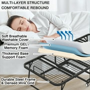 Folding Bed with Mattress 75 x 38 Twin Folded Bed, Rollaway Guest Bed Portable Foldable Extra Bed for Adults Daybed with 5 Memory Foam Mattress Space-Saving Sturdy Metal Grid Frame