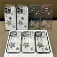 thumbnail image 5 of for iPhone Case,Luxury ElectroPlated Frame Glitter Sparkle Sparkly Star Pattern Camera Lens Protection Soft Shockproof Phone Case (Silver,iPhone 15), 5 of 5