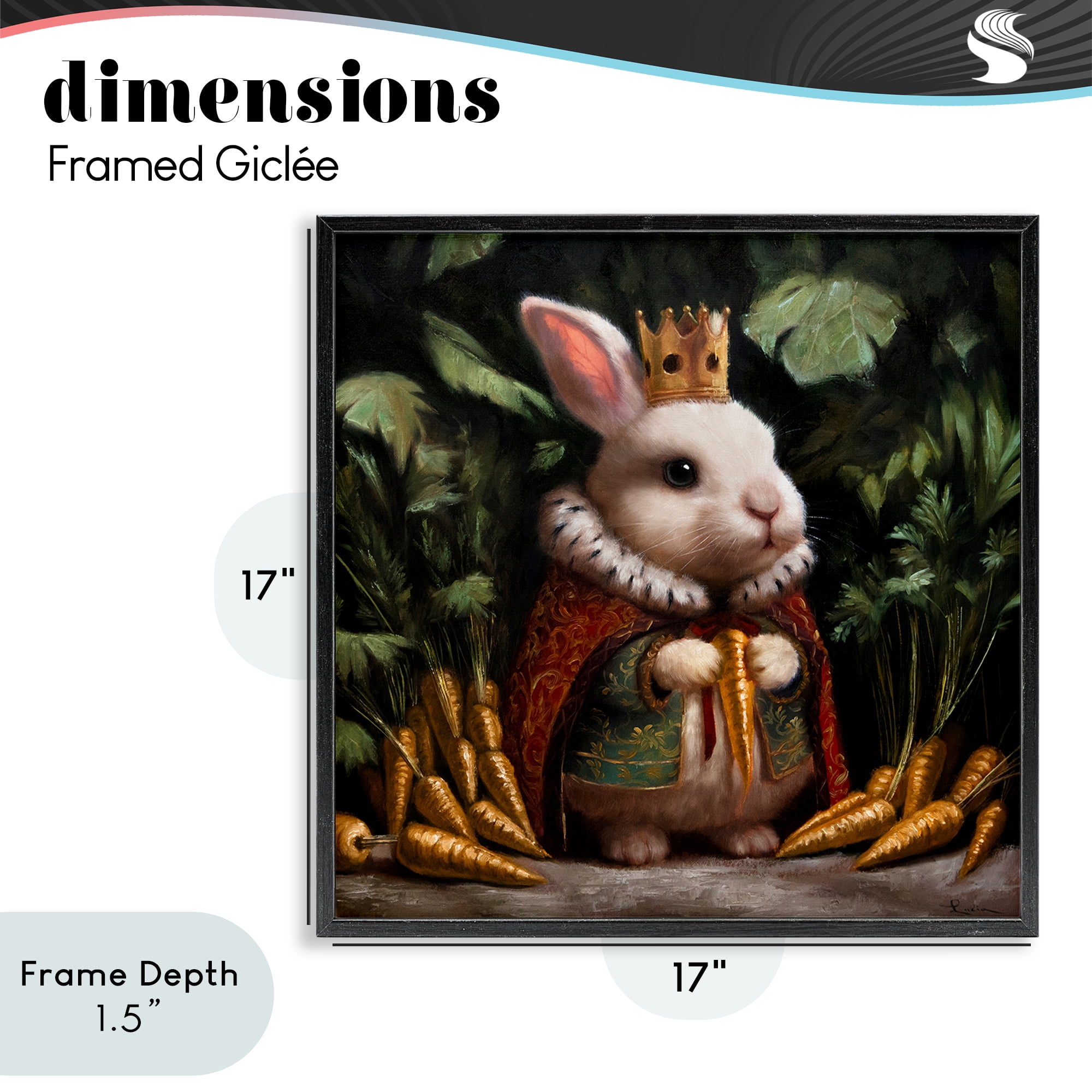 Stupell Industries Carrot Gold Royal Rabbit Black Framed Giclee Art, design by Lucia Heffernan