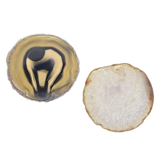 Dualoai 2 Colors 60-100mm Natural Irregular Agate Quartz Crystal Slice Coaster Cup Mat