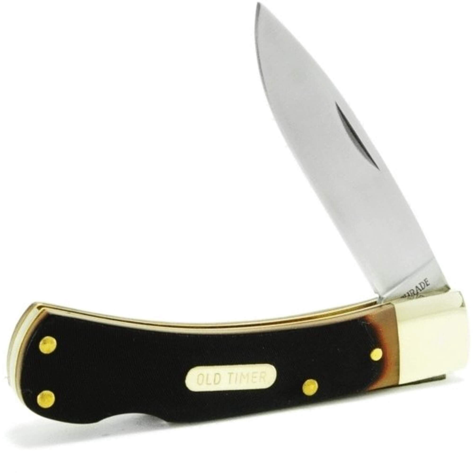 Old Timer Bruin Pocket Knife 2.8" Drop Point 7Cr17MoV Satin Blade Delrin Handle Brown