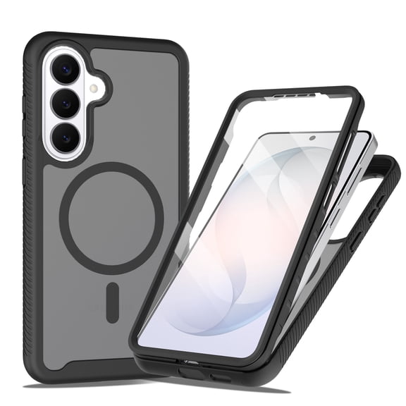 TECH CIRCLE for Samsung Galaxy S26 Plus/S26 PC TPU Case with Full Body Lightweight Non-Slip Shockproof Protective Compatible with MagSafe Built-in Screen Protector,Black