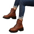 thumbnail image 3 of Paaisye Womens Boots Ankle Booties Women's Boots Classic Lace-Up with Side Zipper Buckle Chunky Mid Heel Platform for Ladies Work Casual Comfortable Fashion,Brown 43, 3 of 5