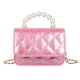 thumbnail image 2 of Bolso de hombro de PU con patrón de celosía para mujer a la moda, monedero con cadena de perlas (rosa oscuro) Tmvgtek Para estrenar, 2 of 9