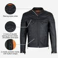 thumbnail image 3 of Dream Apparel Mens Leather Motorcycle Racer Jacket Premium Cowhide Leather Zipper Front Zipout Lining Black, 3 of 9