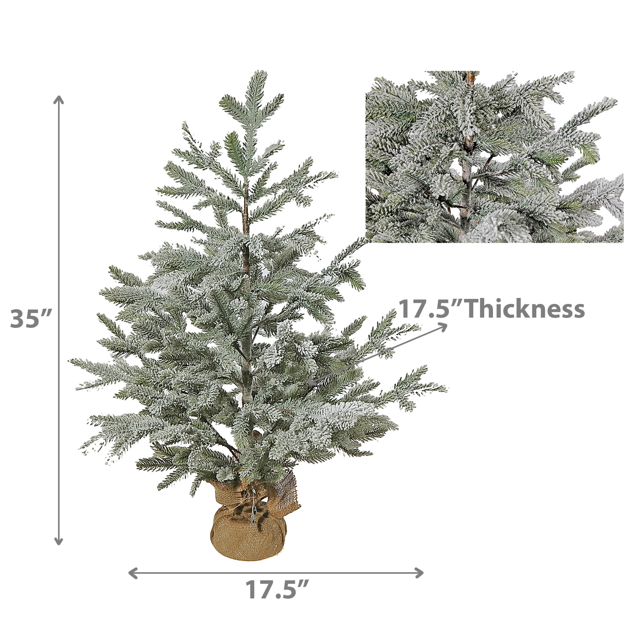 Pine Tree With Burlap Base (35") (Snow Covered)