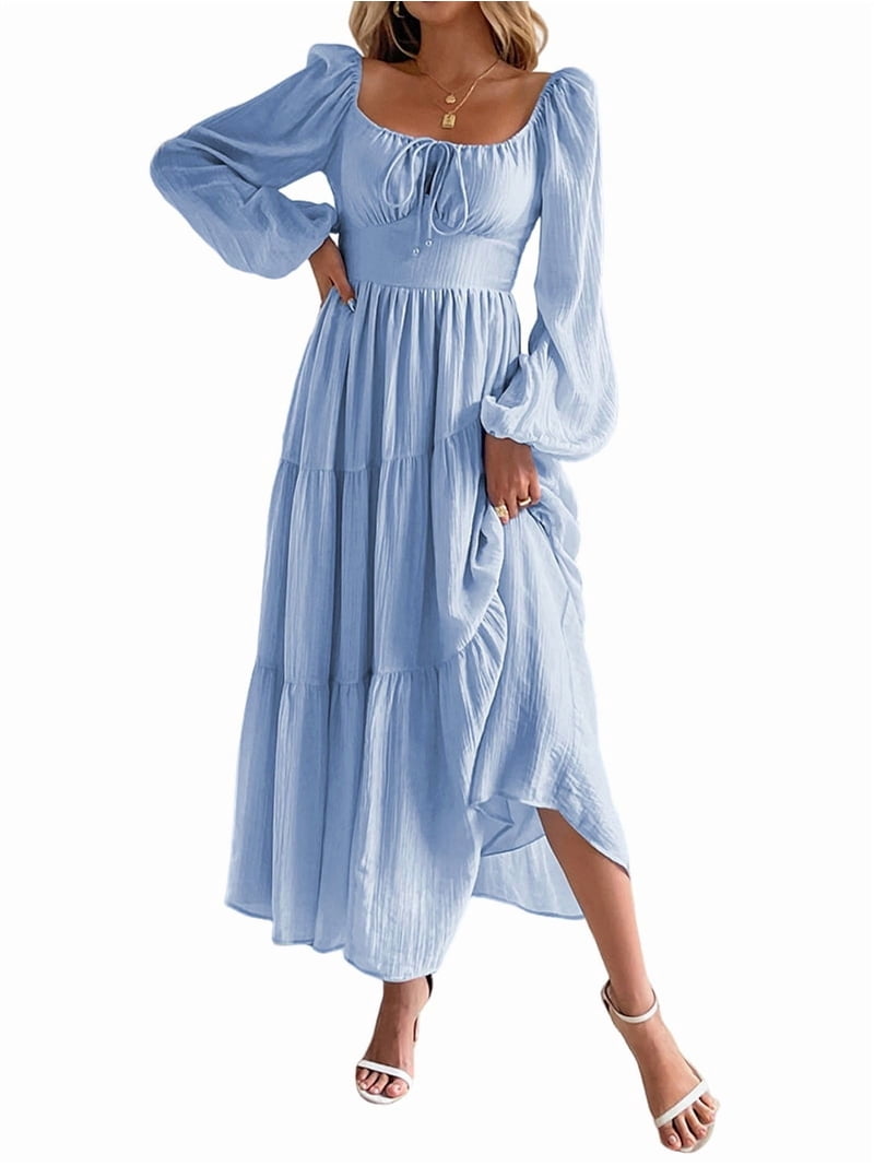 french blue midi dress Clea Midi Dress | Powder Blue Organic Cotton main image 1