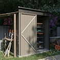 thumbnail image 4 of 5x3 Ft Storage Shed, Steel Outdoor Tool Sheds with Hinge Door and Vents, Metal Vertical Sheds, Strong Shed for Garden, Patio, Brown(Brown-5' x 3'), 4 of 8