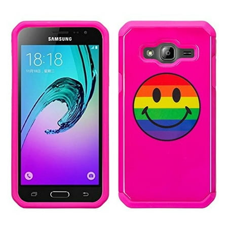 Galaxy Luna Case, Galaxy Express 3 Case, Galaxy Amp 2 Case,  J1 (2016) Hybrid Dual Layer [Shock Absorbent] Case for Samsung Galaxy Luna/Express 3/Amp 2/J1 (2016) - Rainbow