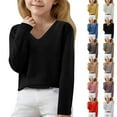 thumbnail image 2 of Generic Kid's Sweaters Lightweight Sweaters for Girls Cute V Neck Soft Knit Pullovers Teens Casual Loose Spring Long Sleeve Tops for Comfortable Clothing(12-13 Years,Black), 2 of 6