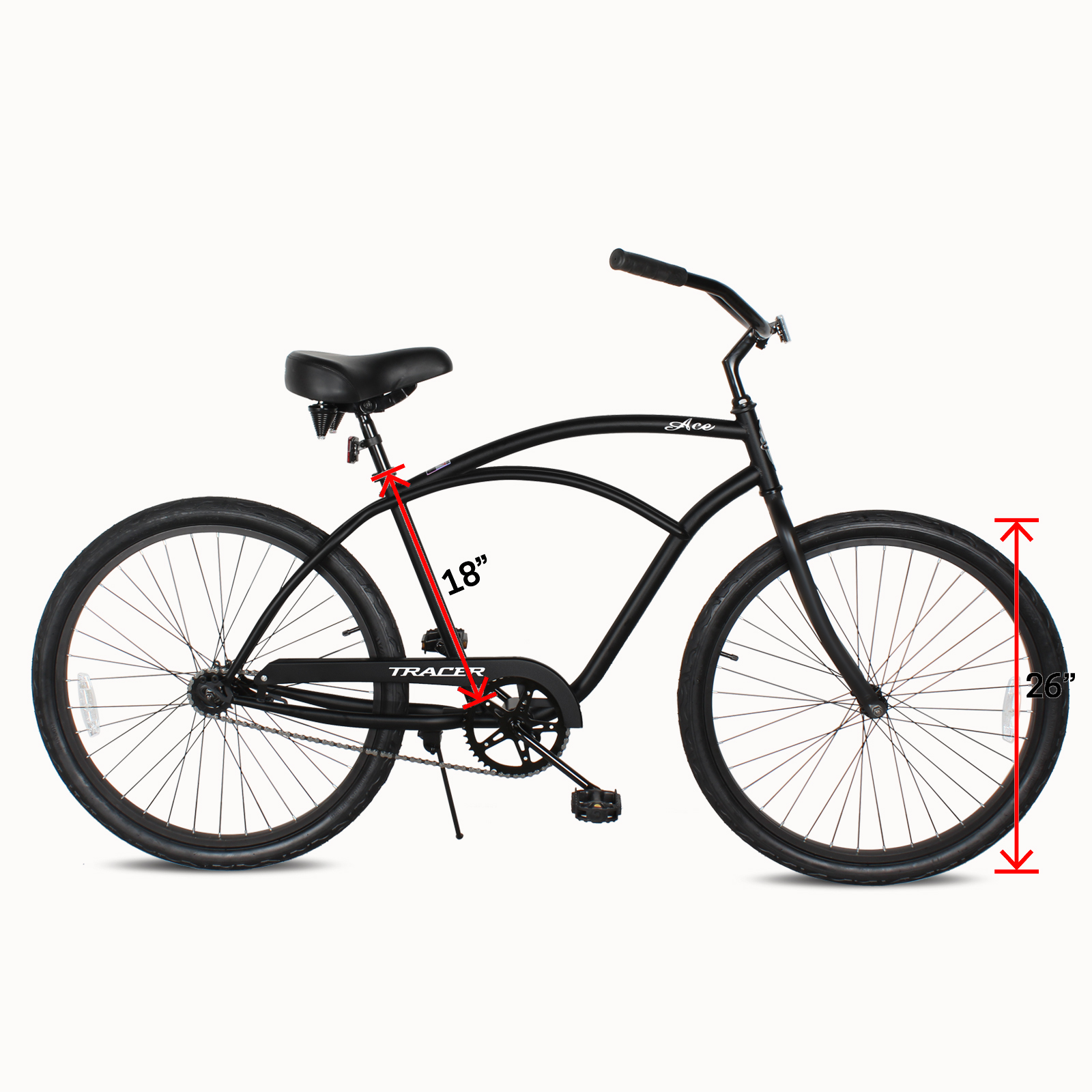 Tracer 26" Beach Cruiser Bike Single Speed Matte Black photo 5