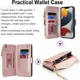 thumbnail image 3 of for iPhone 14 pro Wallet case,iPhone 14 pro Phone case with Zipper Card Holders for Women Slots Crossbody Flip Folio Book Cover with Credit Card Holder Men case - Rose Gold, 3 of 12