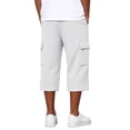 thumbnail image 5 of Nestiefly Mens Shorts Cargo Relaxed Fit Waffle Below Knee Drawstring Capri Pants Elastic Waist Work Baggy Summer Lounge Wear White L, 5 of 7