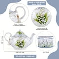 thumbnail image 4 of STP GOODS Lily of the Valley Bone China Tea Set of 5 for 2 in Gift Box Tea/Coffee Mugs 10.14 fl oz (300 ml) with Teapot 33.81 fl oz (1 L) Service for 2 Tea Mug for Latte Cocoa Chocolate Porcelain Mug, 4 of 11