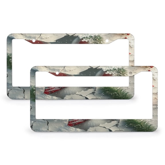2 PCS Christmas 3D Break Through Rabbit License Plate Frames Rabbit Decorative Standard Car Tag Cover Holder Metal 2 Hole Car Accessories US Canada Standard for Men Women Vehicle