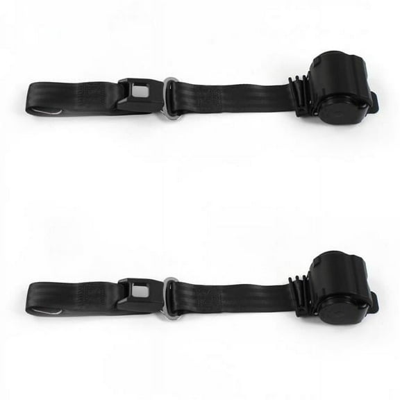 Chevy Truck 1967-1972 Standard 2 Point Black Retractable Bucket Seat Belt Kit - 2 Belts