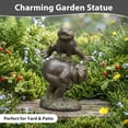 thumbnail image 6 of The Growing Ground Frog Garden Statue, Hand-Painted Jumping Frog Decor for Indoor & Outdoor Use, Yard, Lawn, Patio, Bronze, 6 of 9