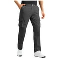 thumbnail image 1 of Men's Cargo Pants Elastic Waist Drawstring Solid Color Work Pants Outdoor Hiking Multi Pockets Tactical Pants Dark Gray XXXXL, 1 of 8