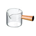 thumbnail image 1 of Taza medidora de vidrio, jarra de leche de vidrio, mango de madera, escala transparente, tazas medidoras de onzas Caños dobles, 1 of 9