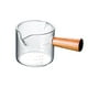 thumbnail image 1 of Taza medidora de vidrio resistente al calor con mango de madera, taza medidora de leche Caños dobles, 1 of 9