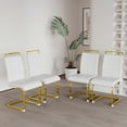 thumbnail image 4 of Miekor Modern Dining Chairs,PU Faux Leather High Back Upholstered Side Chair with C-shaped Tube. Plating Golden Metal Legs for Dining Room Kitchen Vanity Patio Club Guest Office Chair Set of 4 BS0384, 4 of 6