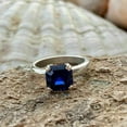 thumbnail image 2 of 1Ct Lab Created Sapphire Asscher Cut Solitaire Pretty & Fancy Leady Engagement Ring 14K White Gold Plated, 2 of 5