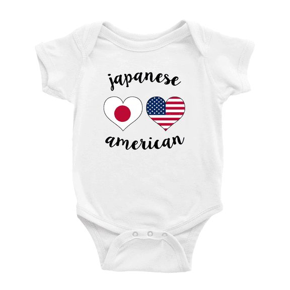 Japanese American Flag Two Hearts Cute Baby Bodysuit Newborn Clothes Outfits (White, 3-6 Months)
