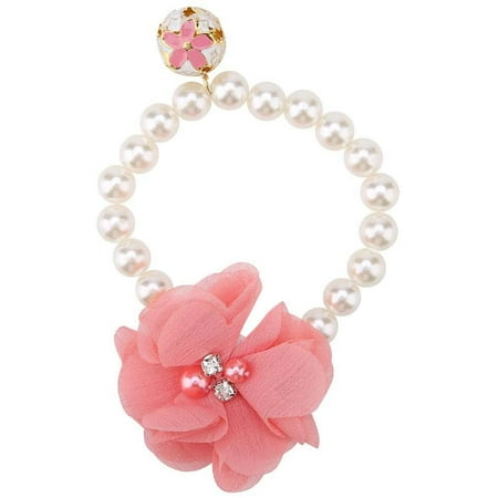 ZHAAGRJ Pet Pearl Flower Collar  Elastic Cat Collar Choker Necklace Pet Dog Cat Jewelry Necklace for Puppy Collar Jewelry Accessory() CJA#4575
